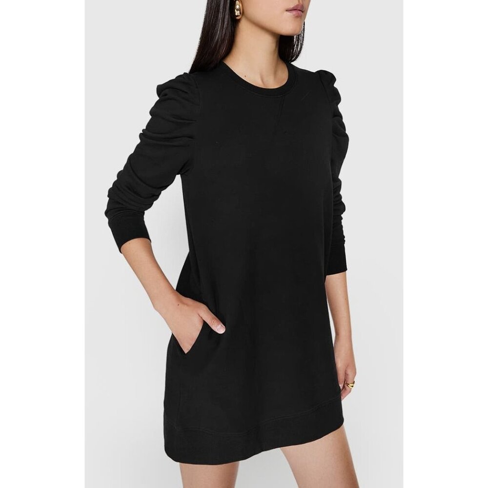 NWOT Rebecca Minkoff Janine BLACK Cotton Sweatshirt Minidress SIZE XS